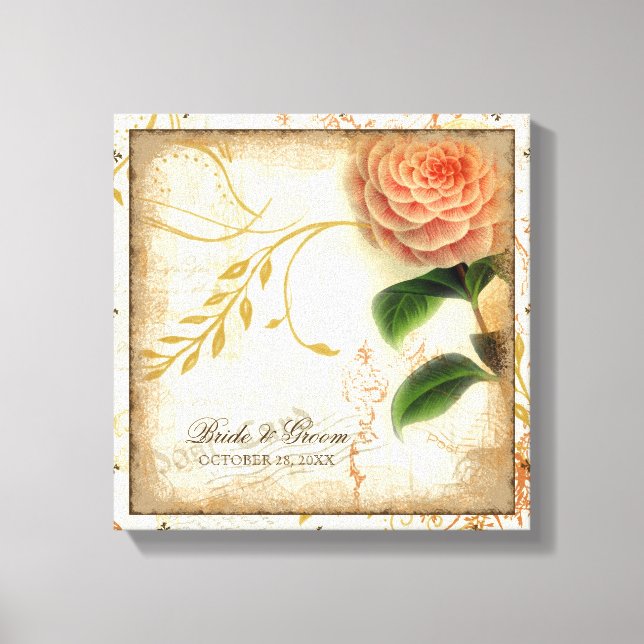 Botanical Camellia Customised Wedding Personalised Canvas Print (Front)