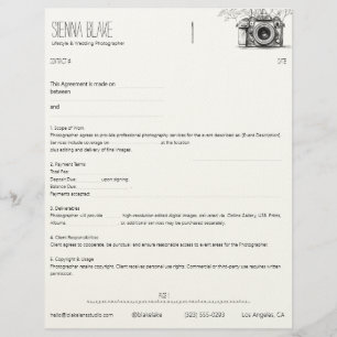 Botanical Camera Photographer Contract – Page 1  Custom Letterhead
