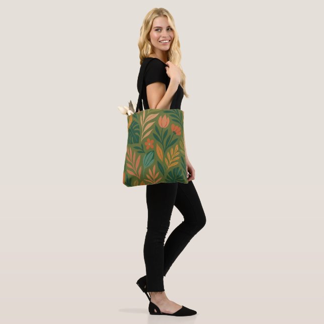Botanical Chaos – Seamless Tropical Leaf  Tote Bag (On Model)