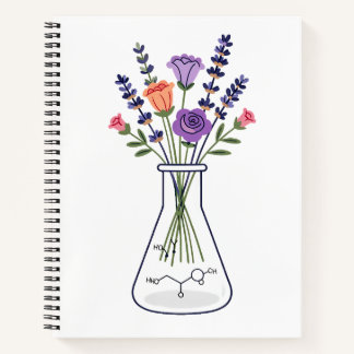 Botanical Chemistry Flask with Lavender and Rose A Notebook