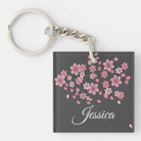Botanical Cherry Blossom Falling Petals Ombré Art