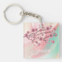 Botanical Cherry Blossom Falling Petals Ombré Art