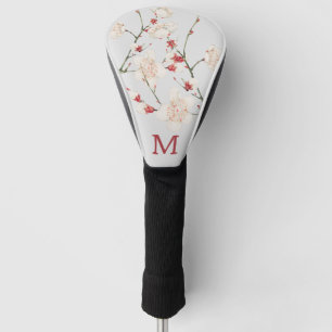 Botanical Cherry Blossom Floral Monogram Letter    Golf Head Cover