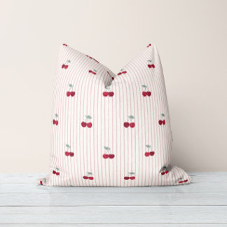 Botanical Cherry Stripe Picnic Party Cushion