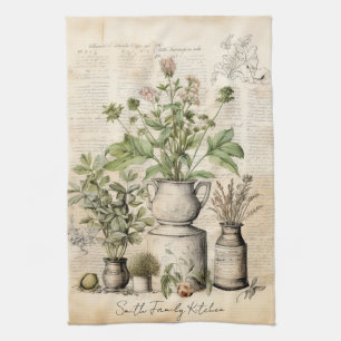 Botanical Chic Family Name Gift Tea Towel