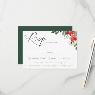 Botanical Chic Meal Choice Winter Wedding RSVP Card