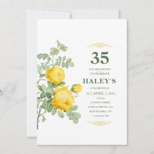 Botanical Chic Yellow & Green Floral 35th Birthday Invitation