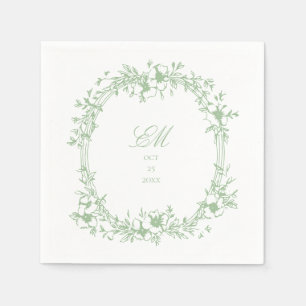 Botanical Chinoiserie Monogram Crest Wedding Logo  Napkin