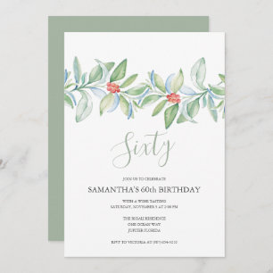 Botanical Christmas 60th Birthday Invitation