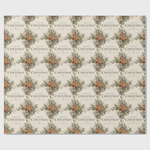 Botanical Christmas Card, Natural Holiday Greeting Wrapping Paper