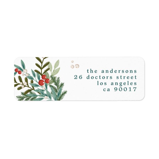 Botanical Christmas Classic White Return Address (Front)