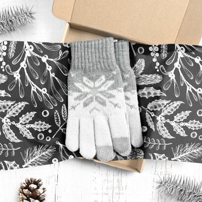 Botanical Christmas Foliage Pine Berries Pattern Tissue Paper (Creator Uploaded)