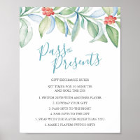 Botanical Christmas Gift Exchange Rules Sign