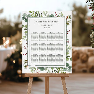 Botanical Christmas Green Wedding Seating Chart