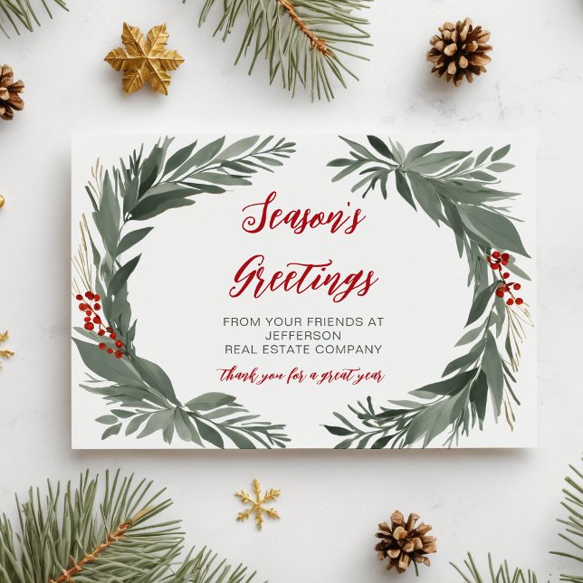 Botanical Christmas Holidays Company Business  Holiday Card (Botanical Christmas Holidays Company Business Holiday Card)