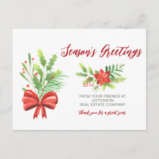 Botanical Christmas Holidays Company Business Holiday Postcard