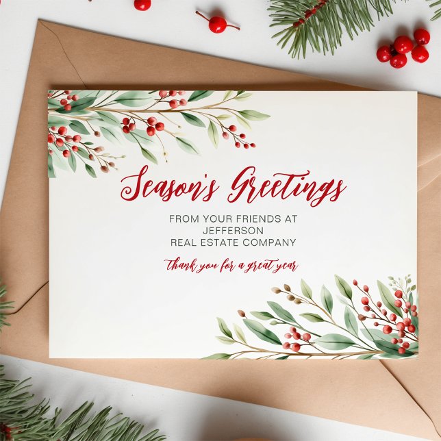 Botanical Christmas Holidays Company Business  Holiday Postcard (Botanical Christmas Holidays Company Business Holiday Card)