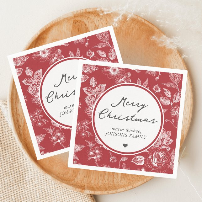 Botanical Christmas Napkin (Christmas Family Holiday Napkin)