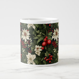 Botanical Christmas Pattern Large Coffee Mug