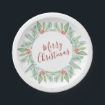 Botanical Christmas Red and Green Festive Paper Plate<br><div class="desc">Bring seasonal cheer to your festive table decor Christmas celebration with these xmas paper plates, perfect for a holiday party, winter wedding, or Christmas in July 2025 event. Featuring elegant watercolor botanicals with red berries and green foliage, this coed design adds a gender-neutral, sophisticated touch to any gathering. The phrase...</div>