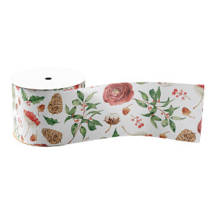 Botanical Christmas Ribbon Grosgrain Ribbon