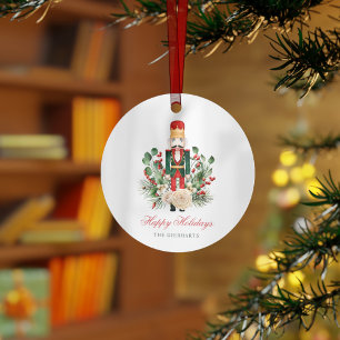 Botanical Christmas Toy Nutcracker Happy Holidays Metal Tree Decoration