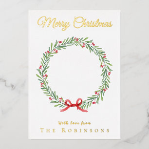 Botanical Christmas Wreath Modern Gold Script