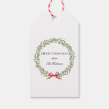 Botanical Christmas Wreath Modern Script