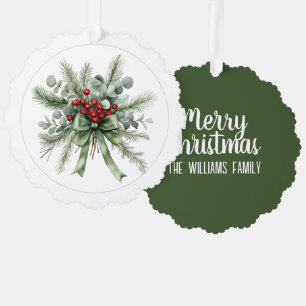 Botanical Christmas Wreath Tree Decoration Card