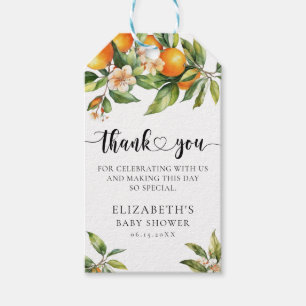 Botanical Citrus Orange Baby Shower Thank You Gift Tags