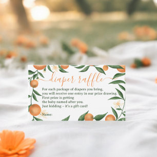 Botanical citrus orange cutie diaper raffle enclosure card