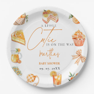 Botanical citrus orange Cutie Summer Baby Shower Paper Plate