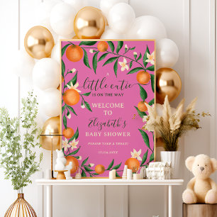 Botanical citrus orange little cutie pink welcome poster