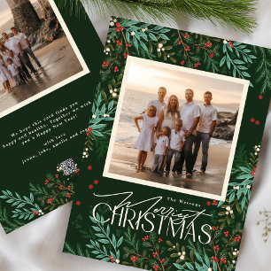 Botanical Classic Elegance Christmas Green Photo Holiday Card