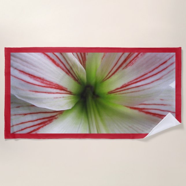 Botanical Close Up Photo Amaryllis Flower Beach Towel (Front)
