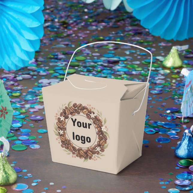 Botanical Coffee Bean Wreath Custom Logo Favour Box (Party)