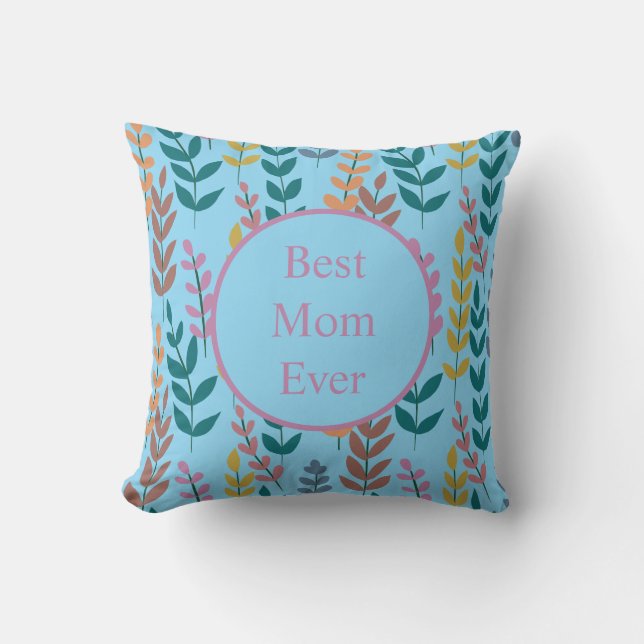Botanical Colourful  Leaves Watercolor Boho Cushion (Front)