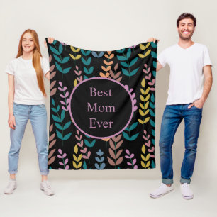 Botanical Colourful  Leaves Watercolor Boho Fleece Blanket