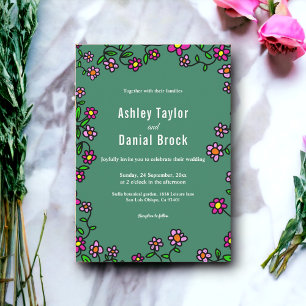 Botanical Colourful Roses Rustic Floral Wedding Invitation