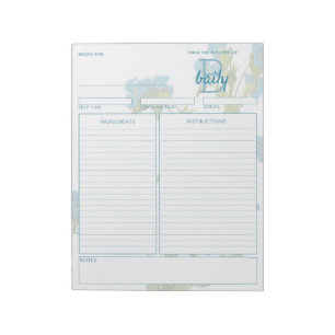 Botanical Commelina Customisable Recipe Notepad