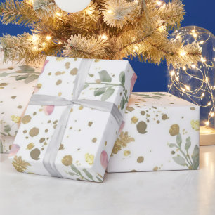 Botanical Confetti Pattern Elegant Floral Celebr Wrapping Paper