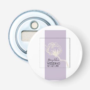 Botanical Cotton Plant Lavender Wedding Bottle Opener