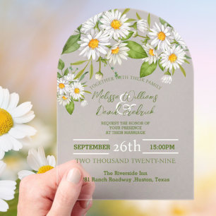 Botanical Country Wildflower Spring Daisy Wedding Acrylic Invitations