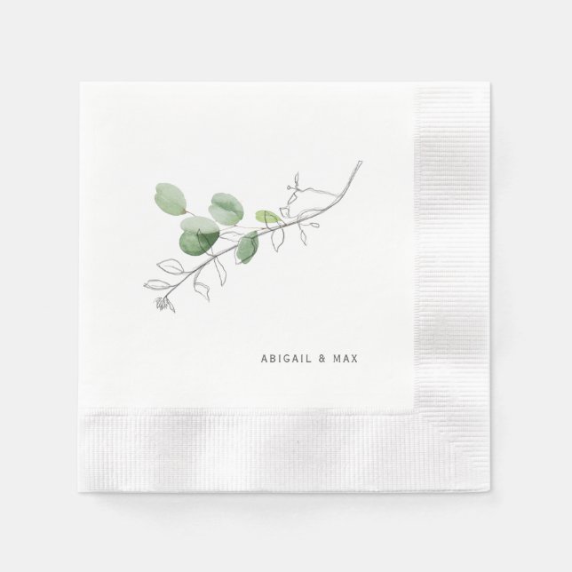 Botanical Couples Shower Custom Napkin (Front)