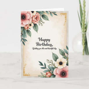 Botanical Cream Birthday Card