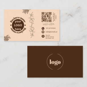 Botanical Cream & Brown Elegant Business Card