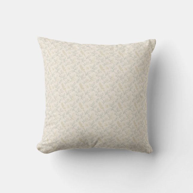 Botanical Cream & Leaf Nature Cushion (Front)