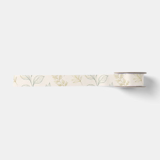 Botanical Cream & Leaf Nature Satin Ribbon