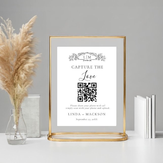 Botanical crest Capture love QR code wedding Sign (Creator Uploaded)