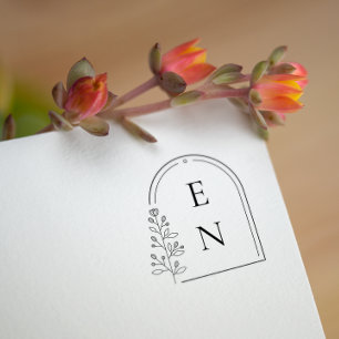 Botanical Crest Monogram Personalised Wedding Rubber Stamp